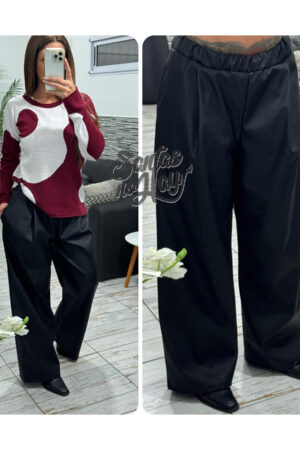 Pantalón simil cuero , crote wide leg